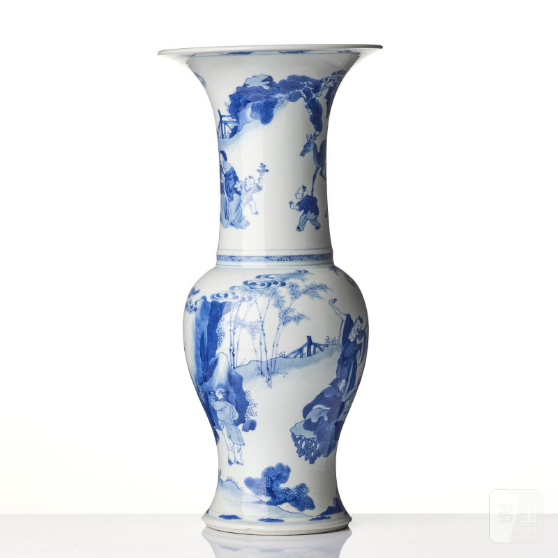 A large blue and white 'figural' yenyen vase, - 图4